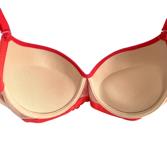 Youmita Push-Up Bra Hot Pink Lace Net Size 36C - Picture 5 of 10